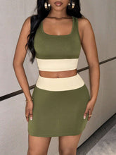 Women Fashionable Summer Simple Slim Strap Mini Skirt Set